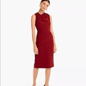 J Crew 365 Burgundy Red Sheath Neck Drape Dress Sz. 8 NWT!